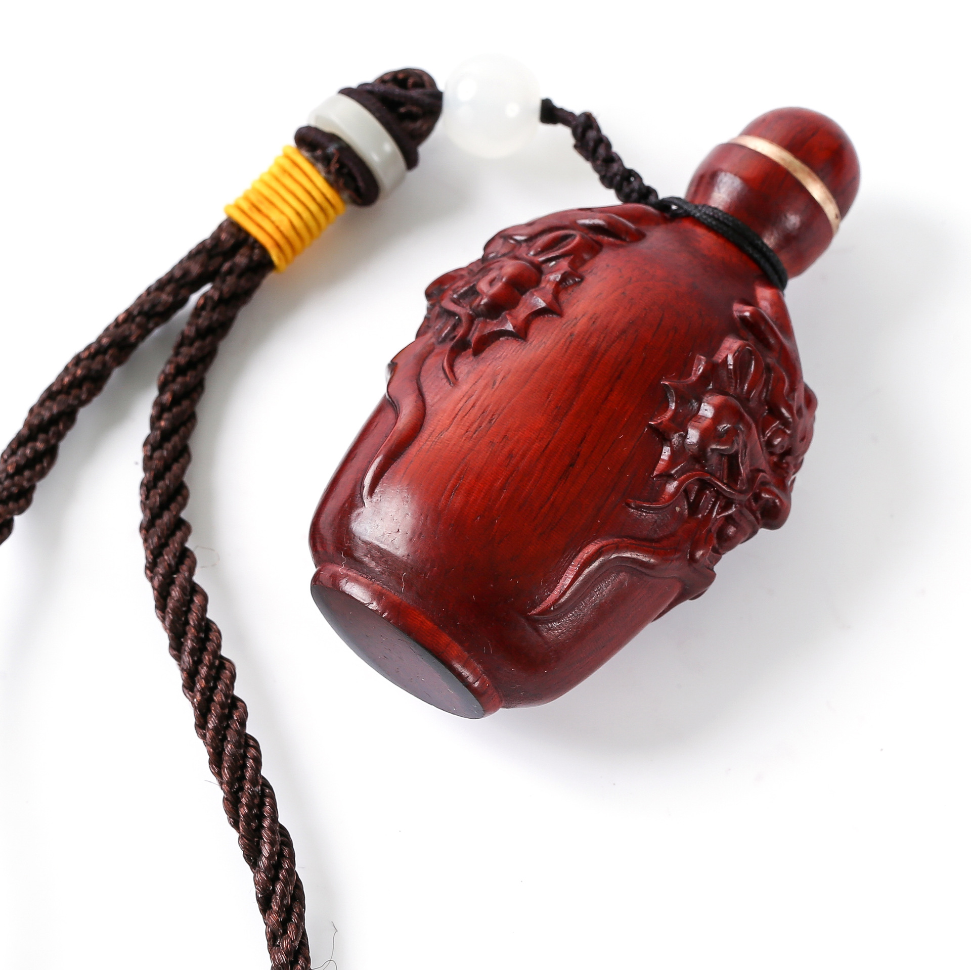 Ziguang Sandalwood Carved Snuff Kettle Wooden Chinese Style Special Handicraft Gift Wen Play Pixiu Snuff Kettle Handheld Piece
