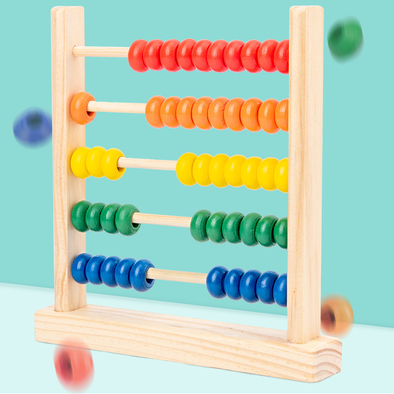 Five-Speed Calculation Rack Wooden Abacus Rack Kidsren's Early Education Educational Mathematics Arithmetic Toy Primary School Students Five-Element Counter