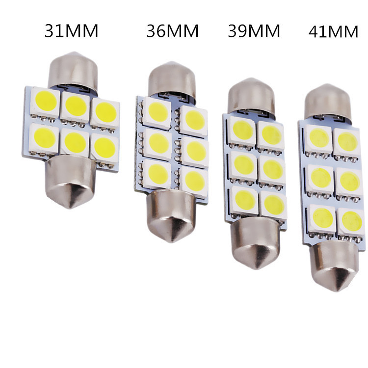 Светодиодный двойной наконечник 5050 6SMD 31 36 39 41мм свет для чтения, багажника, крыши