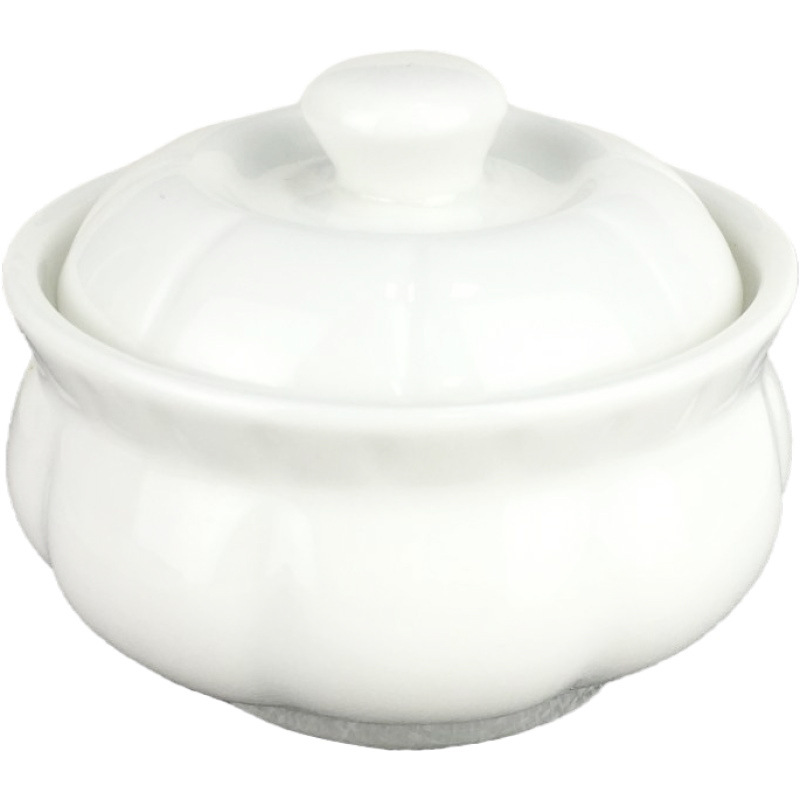 Hotel tableware stew cup water-proof swallow nest spoon dessert Cup can add LOGO golden edge ceramic stew Cup