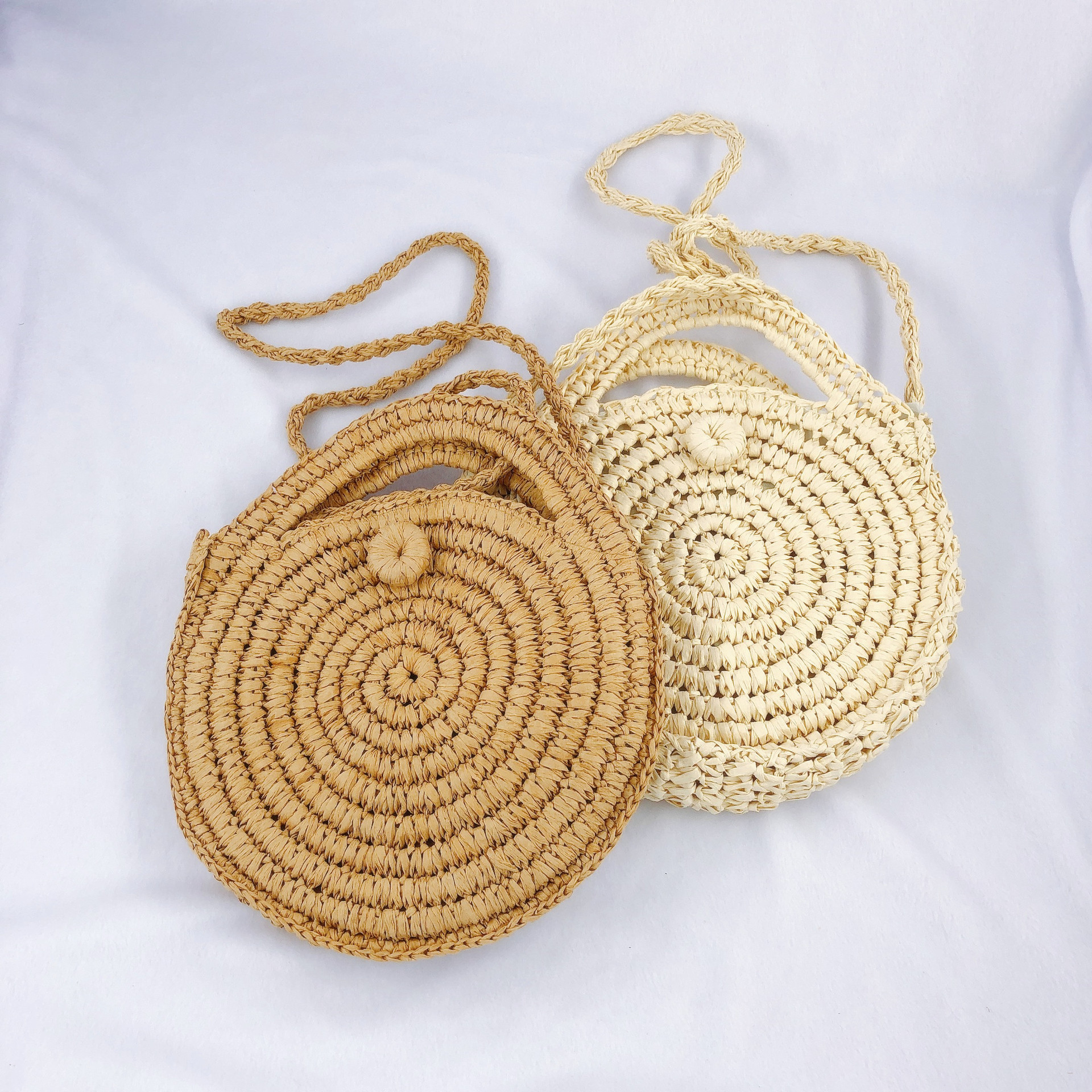 A generation of straw woven bag factory direct round fashion paper rope women's bag ins shoulder diagonal Korean women's bag