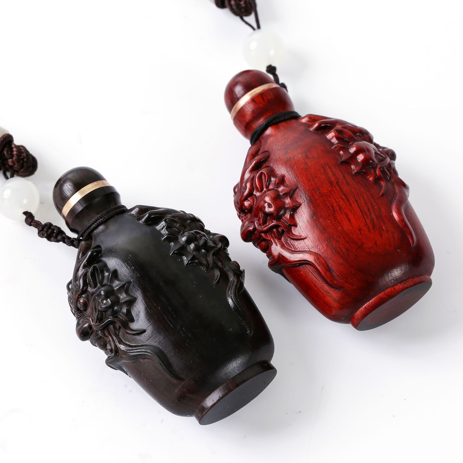 Ziguang Sandalwood Carved Snuff Kettle Wooden Chinese Style Special Handicraft Gift Wen Play Pixiu Snuff Kettle Handheld Piece