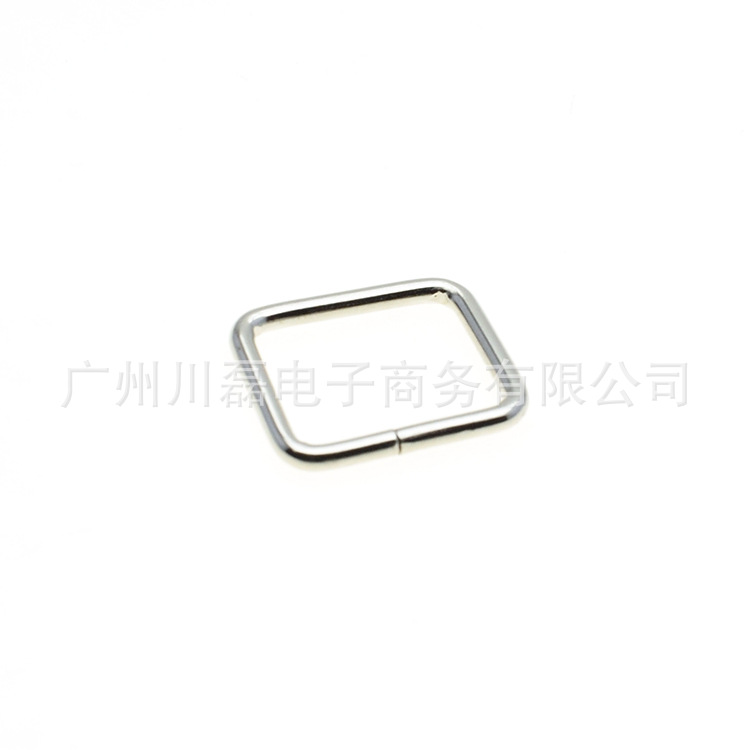 White Lat color 10mm-38mm metal square buckle adjustment buckle open luggage hardware iron coil Lipper buckle