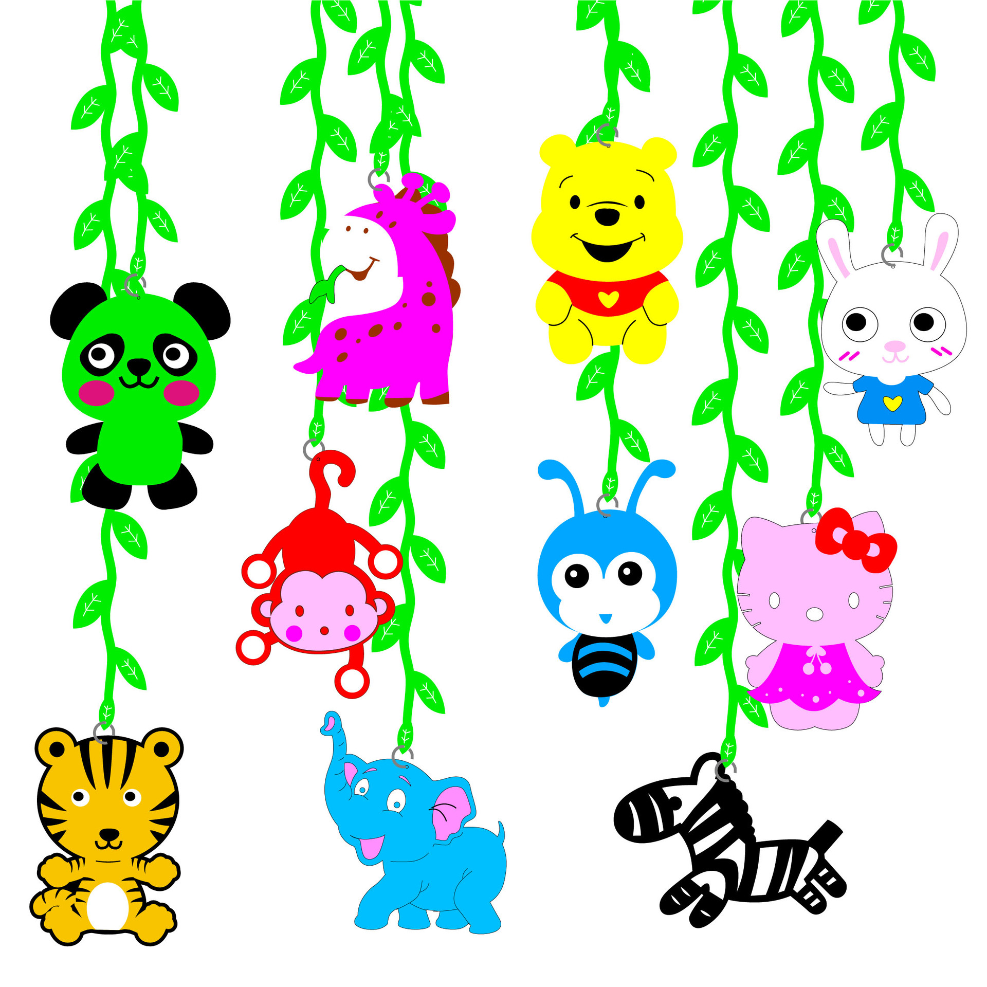 Shopping Mall Store Entertainment City Kindergarten Corridor Cartoon Animal Air Hanging Felt Creative Flower Decoration Hanging Ornaments