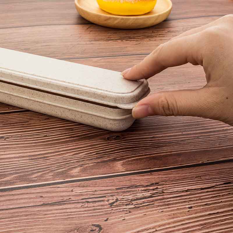 Wheat Straw Tableware Box Travel Cross-border Portable Tableware Storage Box Nail File Cosmetic Brush Knife, Fork and Spoon Chopsticks Box