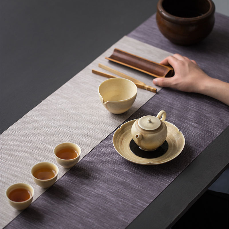 Waterproof Paper Woven Tea Mat Bamboo Mat Plain Fiber Tea Curtain Zen Fabric Table Runner Tea Tablecloth Simple Tea Plate Mat Fragrant Mat