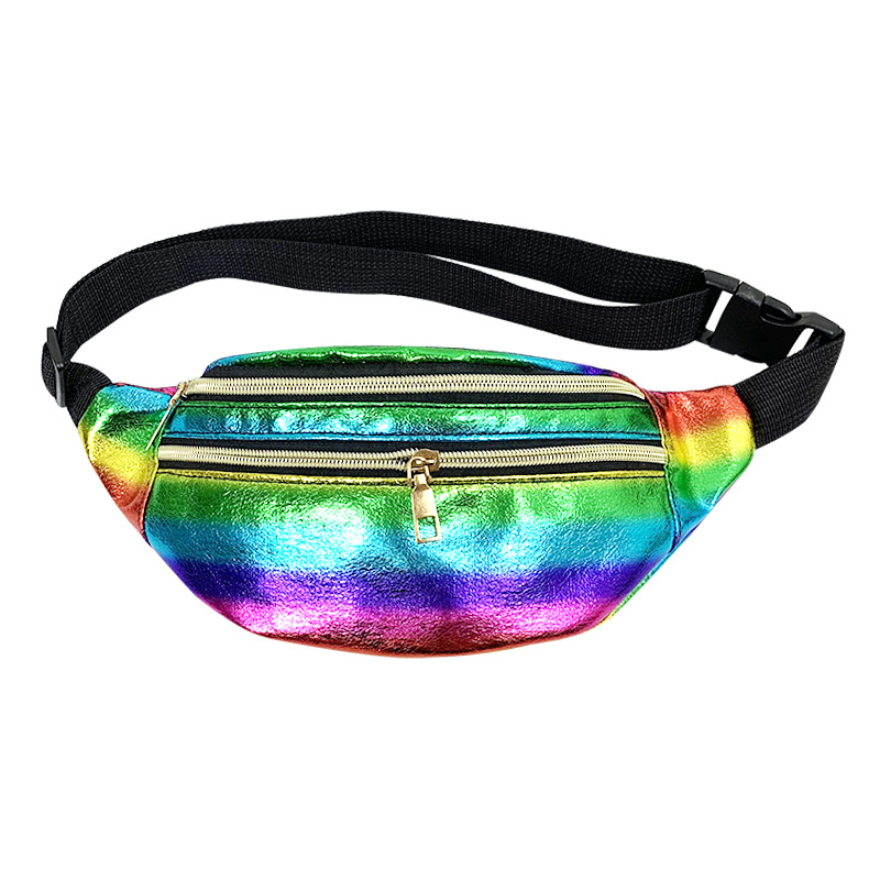 Laser Waist Bag for Women 2023 Summer New Fashion Colorful Crossbody Bag Multi-Compartment Chest Bag for Women Pu Leather Crossbody Bag for Women