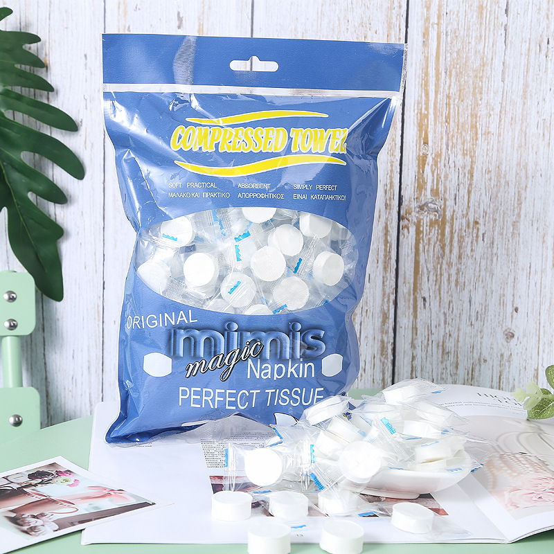 Портативное полотенце для лица, нетканое, 100 шт, одноразовое, сжатое, 100% хлопок