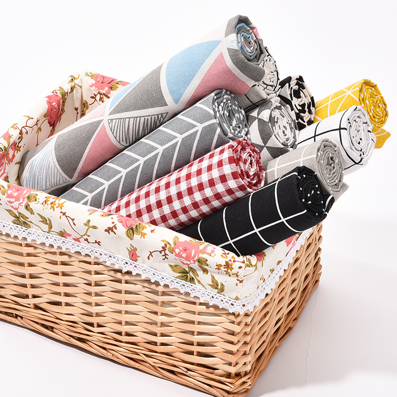 Cotton and linen fabric curtain wholesale sofa linen background cloth ins Wind hanging cloth Plaid tablecloth floral cloth head clearance