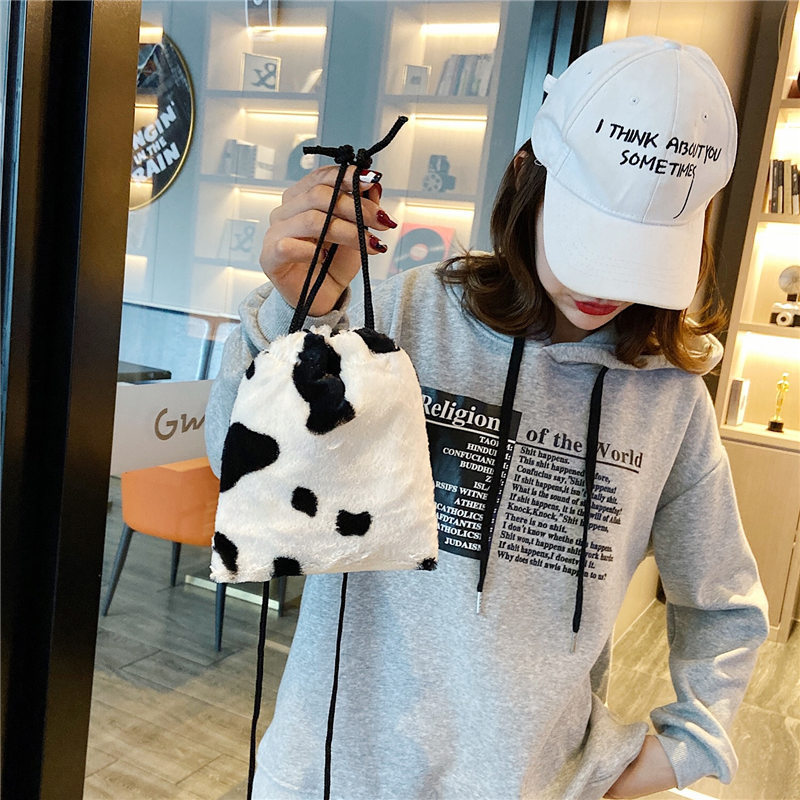 2019 autumn and winter New leopard print fur bucket women's bag personality creative niche single shoulder diagonal fashion handbag