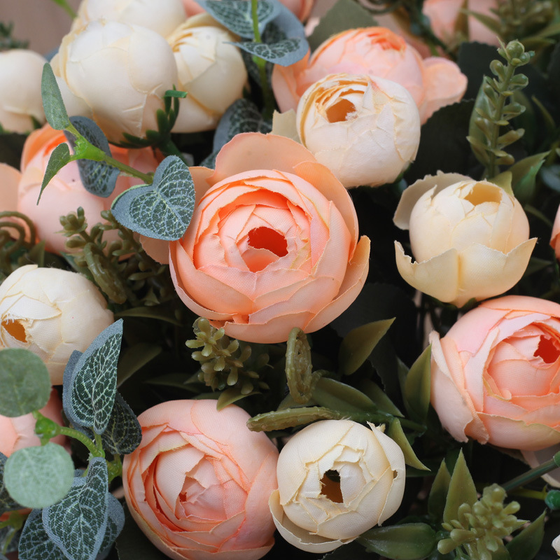 Cross-border floral European-style artificial flower 10 tea rose love Tea Bud ornaments home decoration fake flower plastic flower