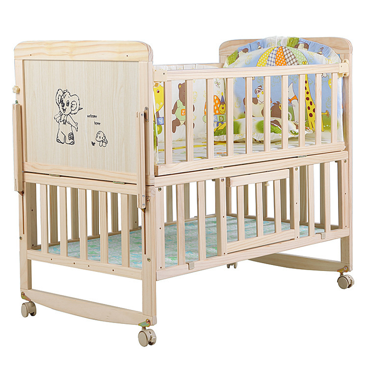 Factory wholesale European-style solid wood crib multi-functional solid wood paint-free baby bed wooden crib wholesale