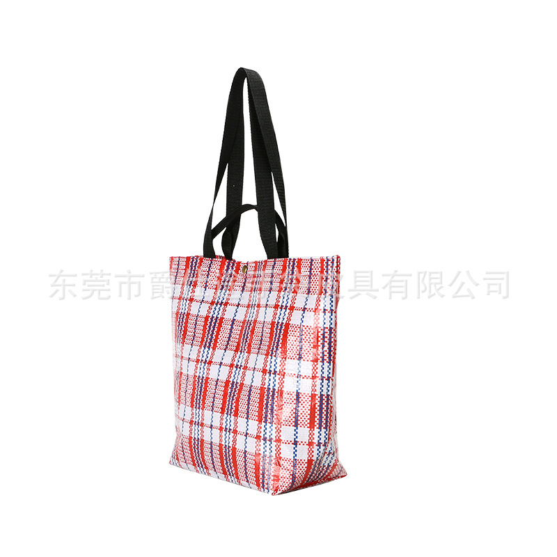 Korean style waterproof portable woven shoulder bag red plaid snake leather shopping bag factory custom woven bag