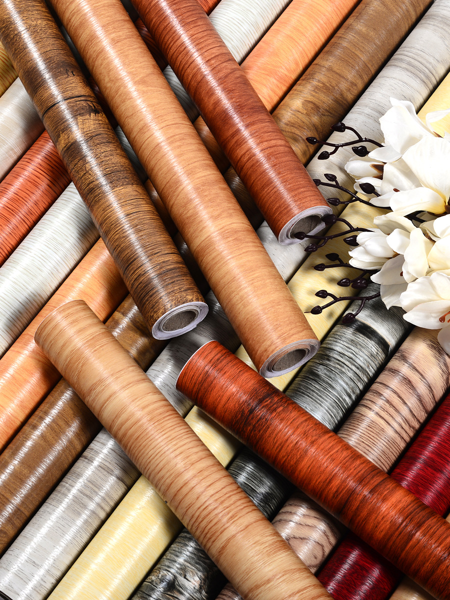 Wholesale Wood Grain Stickers Waterproof and Moisture-Proof Wardrobe Table Wooden Door Stickers Old Furniture Renovation Stickers Imitation Wood Grain Wallpaper Self-Adhesive