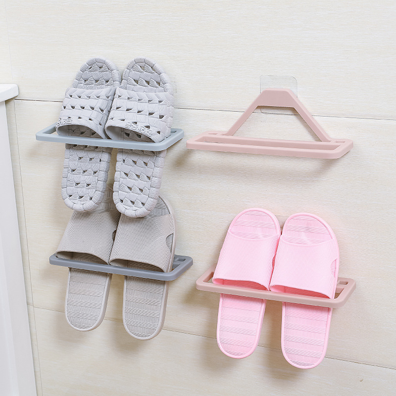 Slipper Rack Wall-mounted Punch-free Wall-mounted Bathroom Bathroom Room Slipper Shoe Rack Hanging Dormitory Storage Artifact