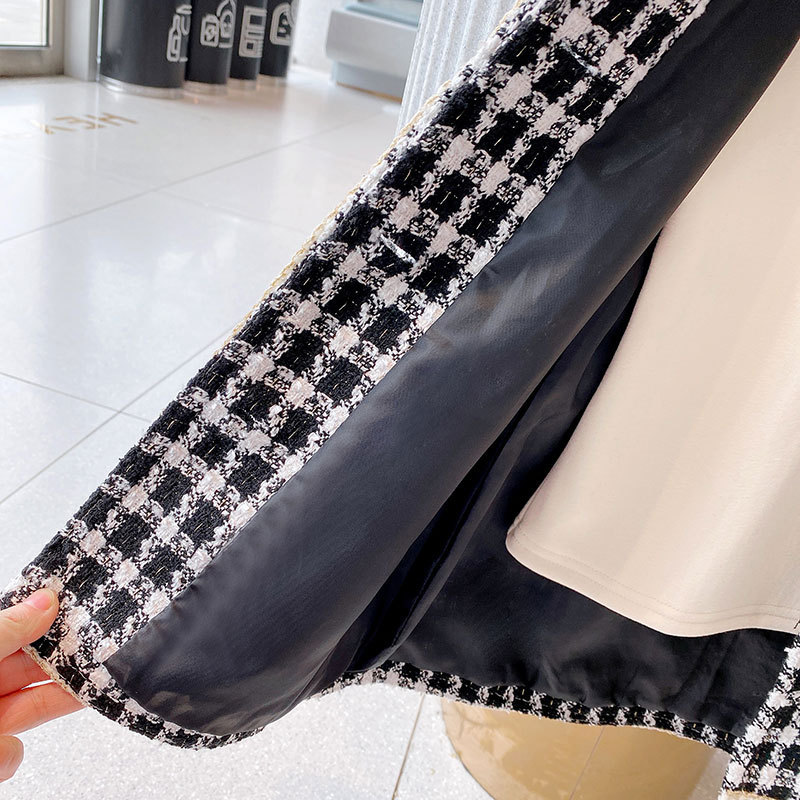 2025 Spring New Autumn Girls Tartan Coat Little Girl Autumn Coat Small Fragrance Style Mid-Length Korean Style