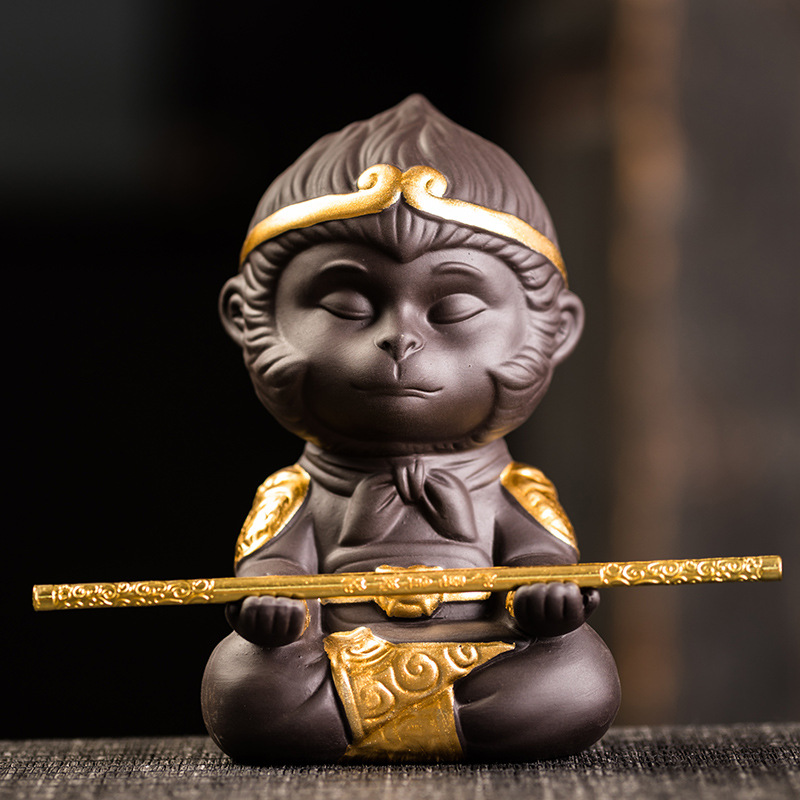 Monkey King Monkey King Tea Pet Ornaments can raise purple sand tea to play creative fish tank landscaping aquarium rockery bonsai small