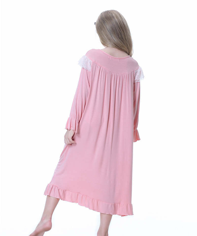 Girls in Europe and the United States in spring, summer, autumn and winter can wear modal knitted cotton long princess pajamas pajamas home clothes can be worn outside