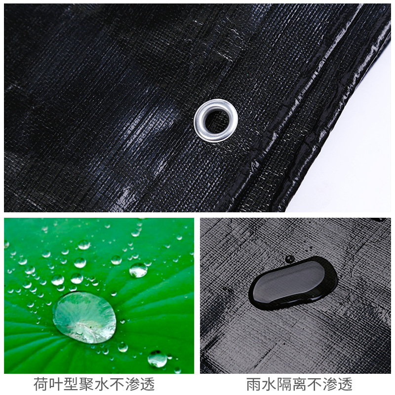 Factory customized black PE waterproof tarpaulin sunshade oil cloth Oxford canvas canopy cloth thickened practical outdoor rain cloth