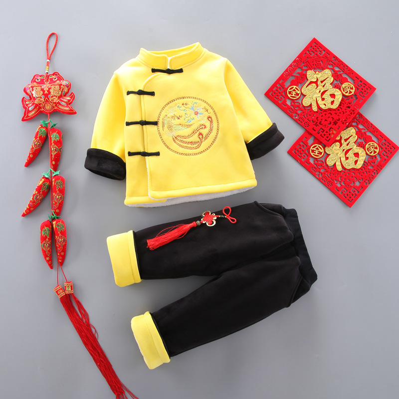 Winter Children's Ethnic Tang Suit Red High-end Cartoon Suit Winter Chinese Ethnic Hanfu Factory Outlet