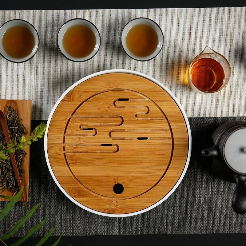 Small Bamboo Tea Tray Square Drain and Dry Foam Tray Small Bamboo Mini Water Storage Tray Tea Sea Table Kung Fu Tea Set