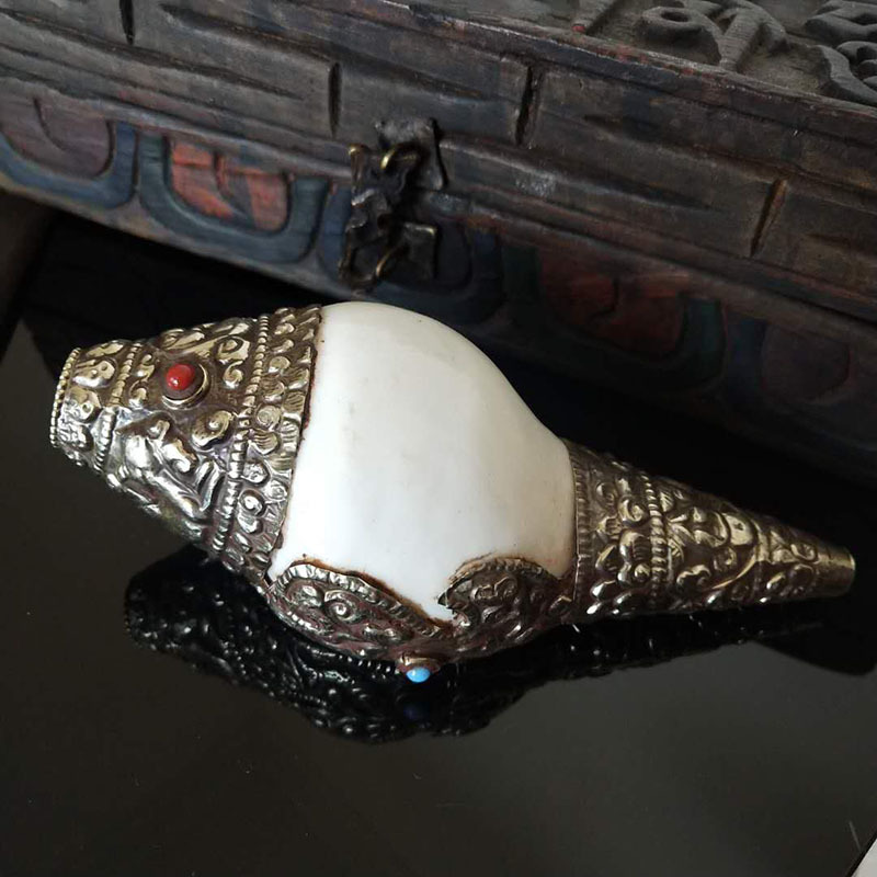 Тибетские орнаменты Игра Французская Раковина Тибетский Серебряный Белый Медь Драгоценный Камень Непальское Ручное Искусство Счастливые Восемь Сокровищ Декор Орнаменты