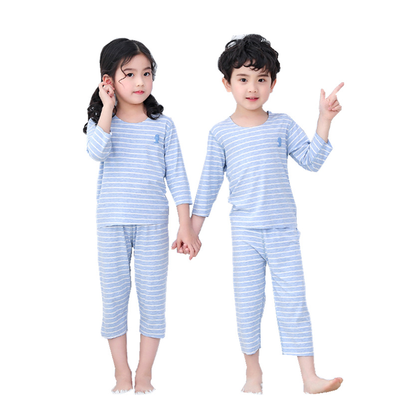 Class A Children's Summer Modal Seven-point Sleeve Set Thin Boys and Girls Pajamas Home Clothes Air-conditioning Clothes Wholesale
