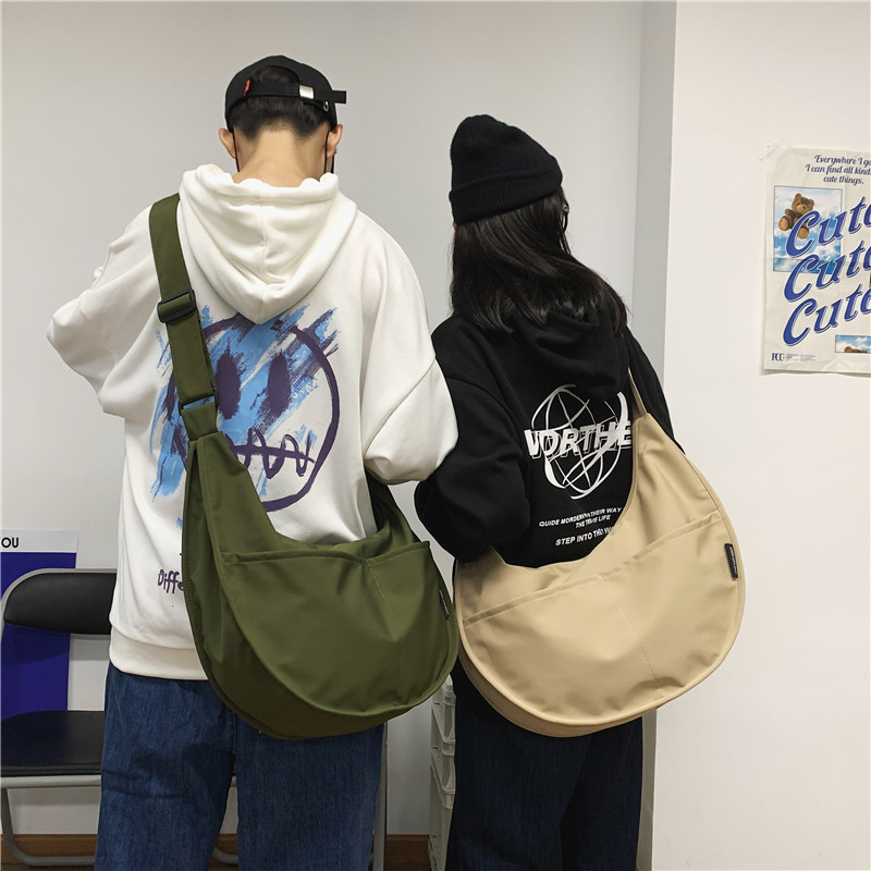 Dumpling Bag Women's 2020 New Nylon Waterproof Shoulder Bag Korean Japanese Style Simple Solid Color Large Capacity Crossbody Bag for Men