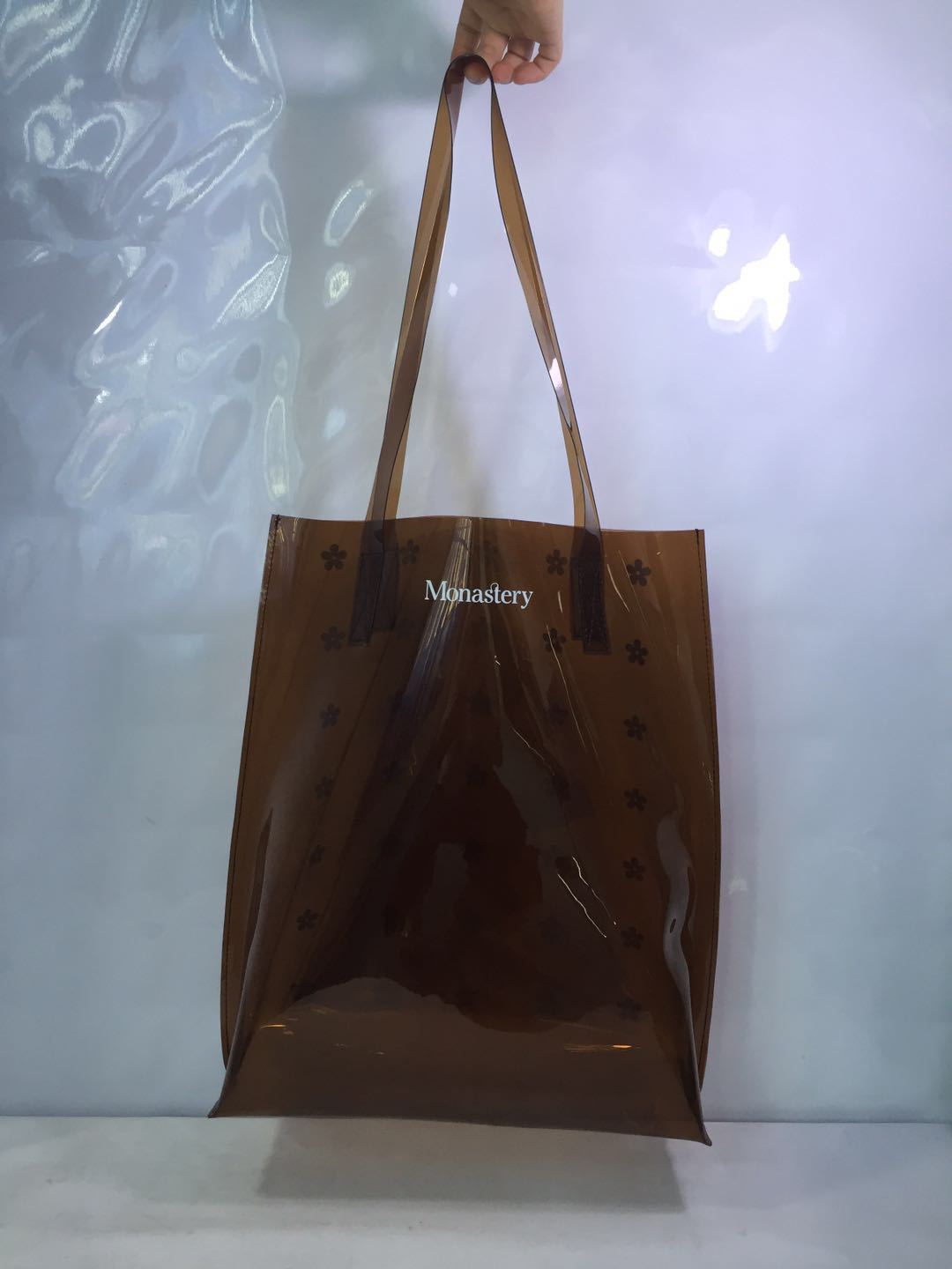 Factory Customized Pvc Waterproof Beach Bag Printed Letters Transparent Jelly Bag Hand-Held Shoulder Bag Customized