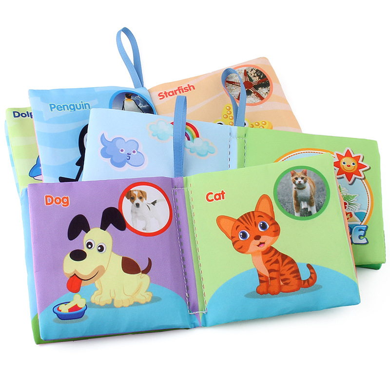 Cross-Border Stereo Baby Cloth Book Early Education Toys 4 Pages 8-Sided English Palm Book Fruit Vegetable Cognitive Baby Cloth Book