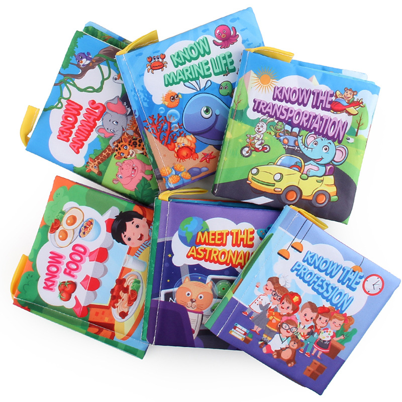 Foreign trade baby cloth book early education cognitive toys with rang paper tearing baby palm book Puzzle toys wholesale