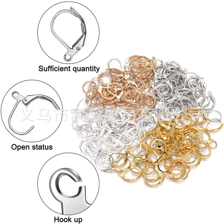 Handmade diy Jewelry Material Earrings Accessories D-word French Ear Hook Electroplated Gold and Silver Environmental Protection Copper Earrings Ear Buckle