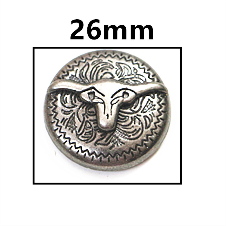 Round Retro Embossed Cloth Buckle Screw Decorative Buckle Dollar Buckle Leather Goods Leather Carving Coin Key Chain Factory Direct Sales