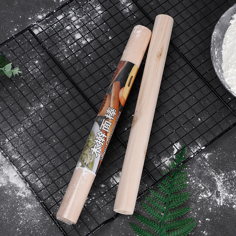 Beech printed wooden embossed rolling pin double-headed large small dumpling wrapper wax-free lacquer-free Rolling pin manufacturers