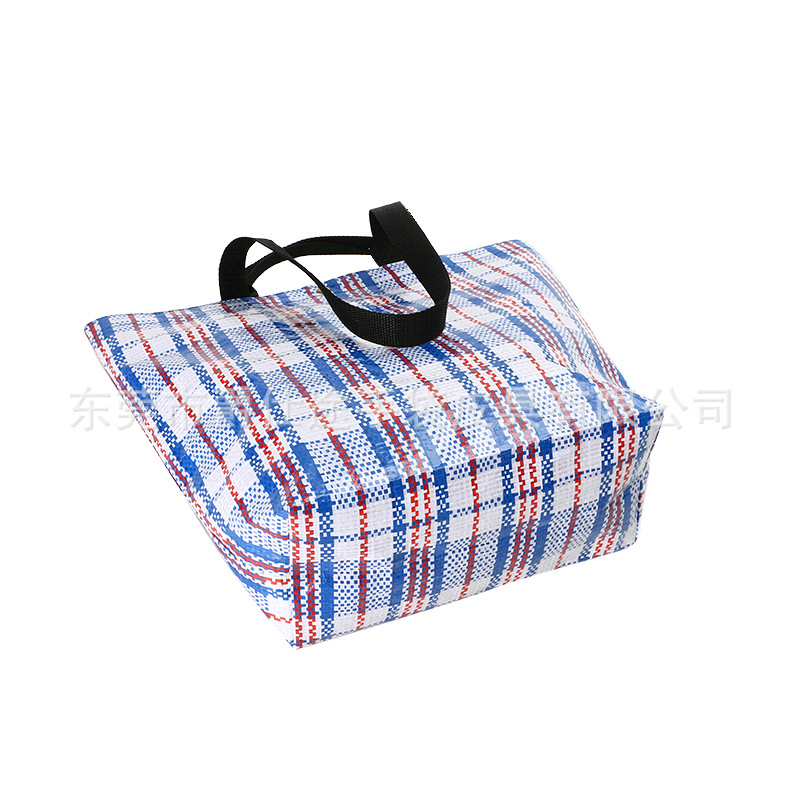 European and American blue PE woven shoulder bag portable waterproof woven shopping bag portable woven shoulder bag