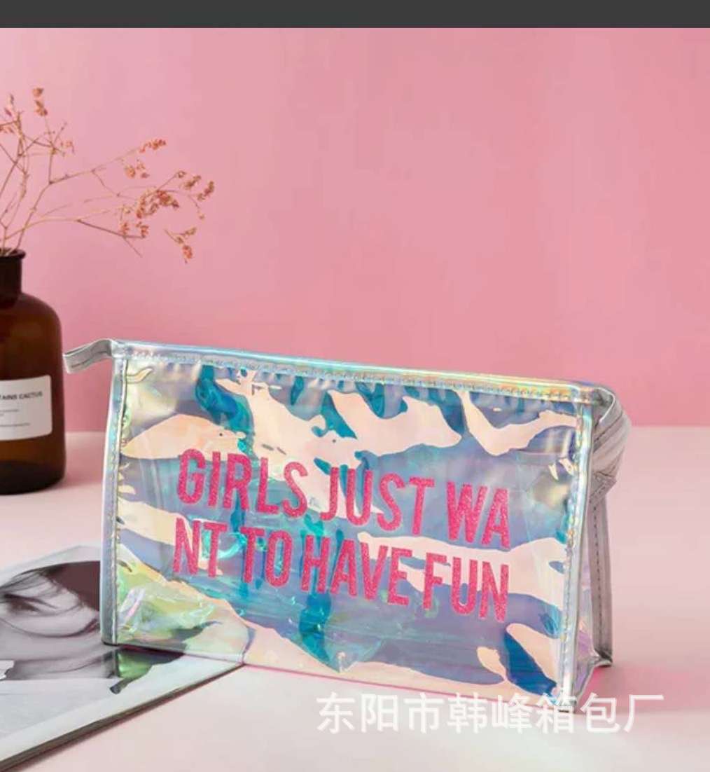 Internet Celebrity Laser Cosmetic Bag PVC Magic Color Wash Bag Waterproof Portable Travel Storage Cosmetic Bag