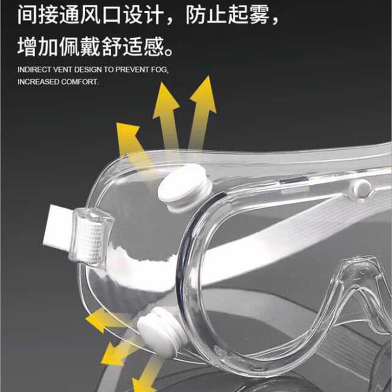 Factory straight hair anti-wind sand anti-fog labor protection goggles four beads eye surround elastic elastic band plastic mirror