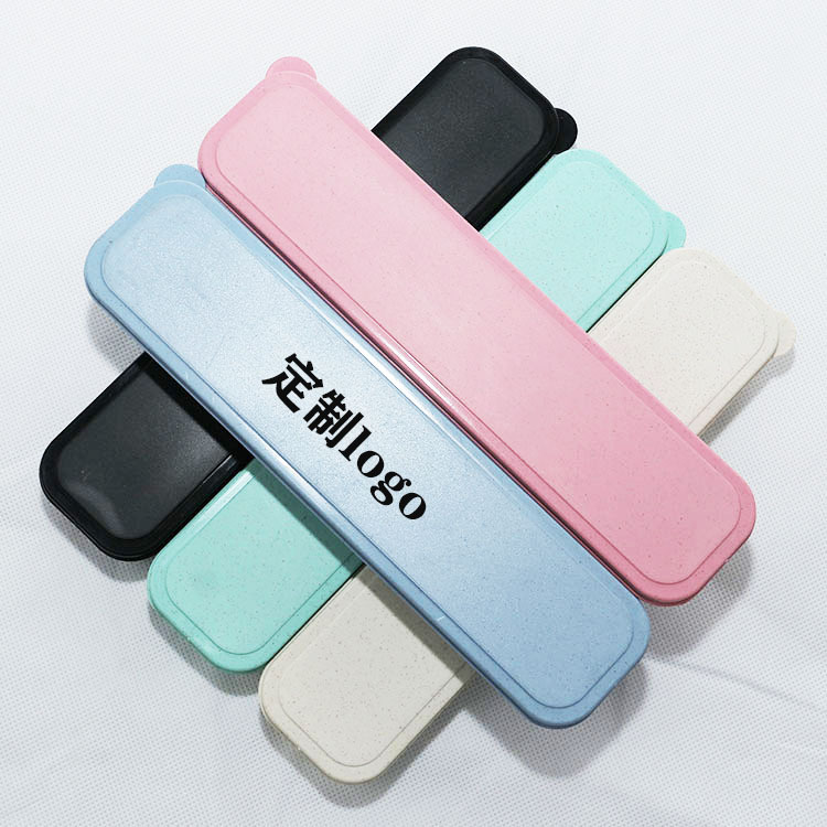 Экологичная коробка для столовых приборов из пшеничной соломы с соломенными приборами, можно с UV-логотипом