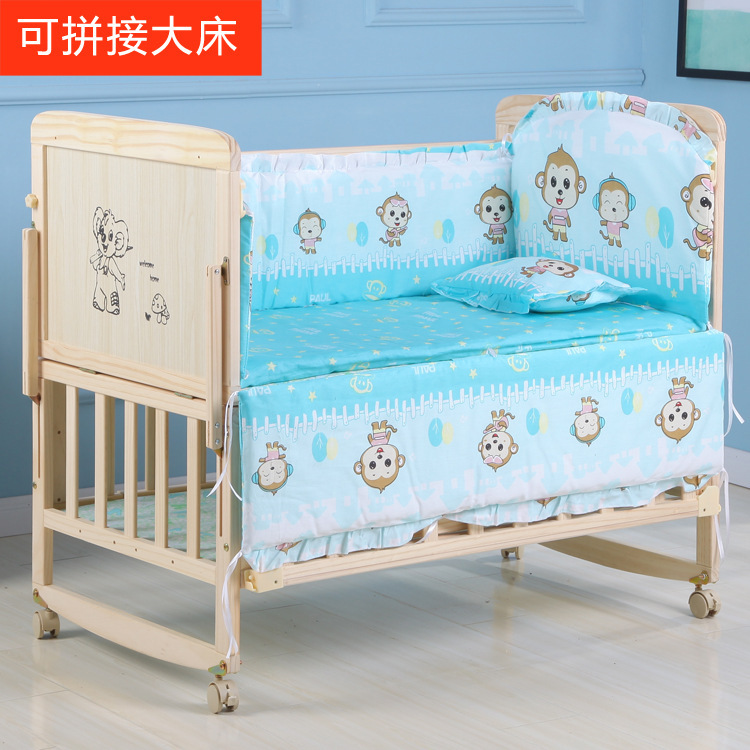 Factory wholesale European-style solid wood crib multi-functional solid wood paint-free baby bed wooden crib wholesale