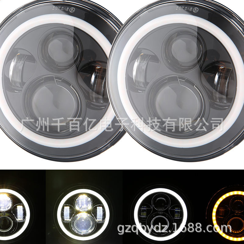 For Jeep Wrangler 7 inch led headlight Harley motorcycle led headlight two-color aperture modified headlight