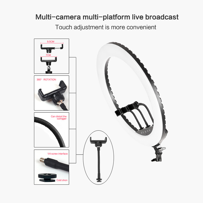 HQ21-inch fill light 52CM live light mobile phone selfie bracket anchor beauty ring photography lighting light