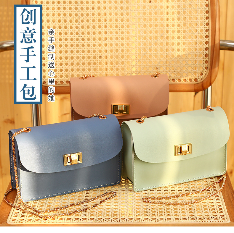 Сумка 2020 нового дизайна универсальная простая женская с цепочкой корейского стиля кроссбоди маленькая квадратная сумка ручной работы из материалов для DIY