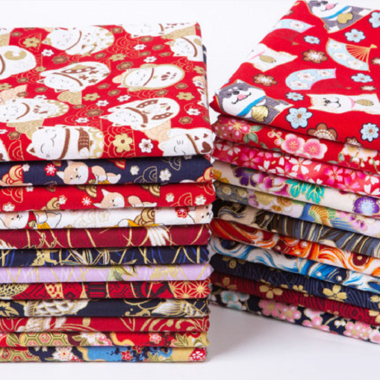 Внешняя торговля японский стиль позолота печатная ткань DIY ручная работа губные Бали хлопковая льняная ткань хлопковая и ветровая одежда