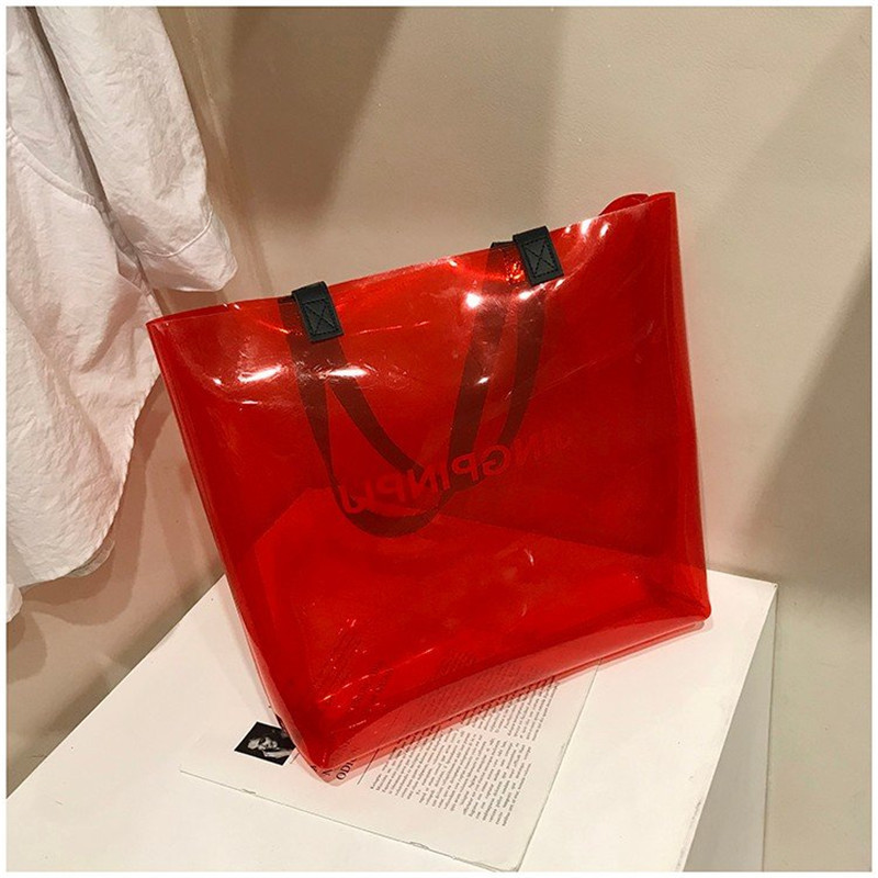 Summer Colorful pvc Portable Shopping Bag Shopping Soft pvc Women Bag Student Shoulder Bag Customized