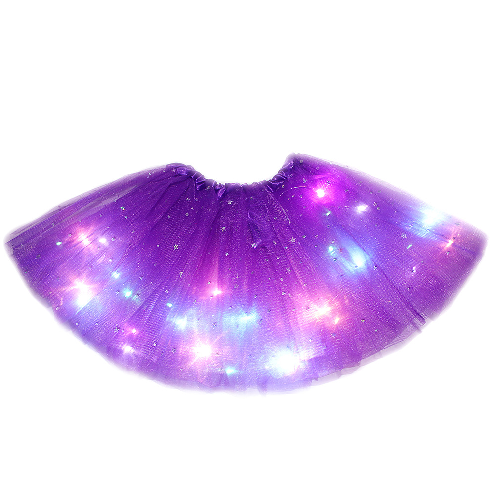 Amazon Children's LEDtutu Skirt Colorful with Light Three-layer Skirt Luminous with Battery Shaped Skirt Flash