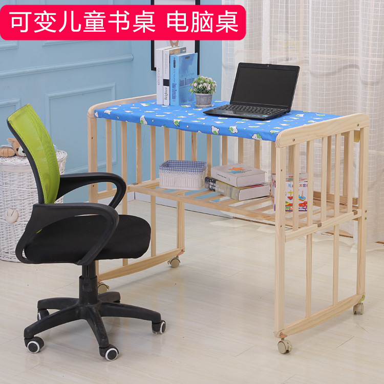 Factory direct selling baby bed solid wood lacquer-free multifunctional Cradle Bed with rollers can be spliced big bed a generation of hair