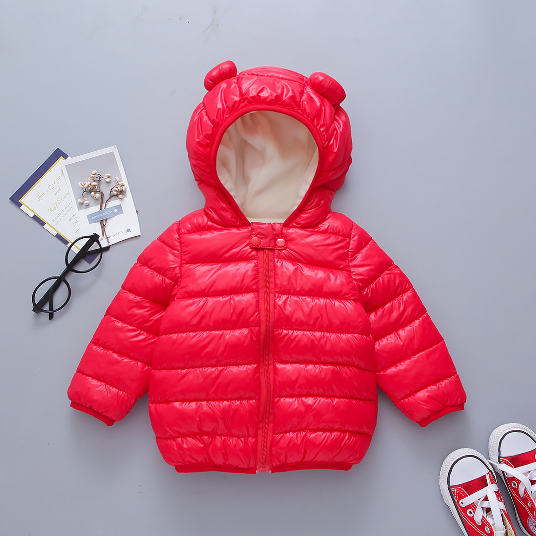 Children's cotton-padded jacket for boys and girls light down cotton-padded jacket for children autumn and winter baby thickened coat cotton-padded jacket hooded