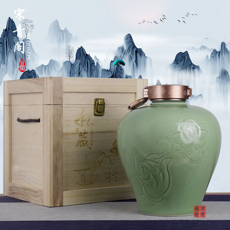 Винная бочка 2.5 кг, ручная резьба, герметичная, керамическая, в деревянной коробке с замком