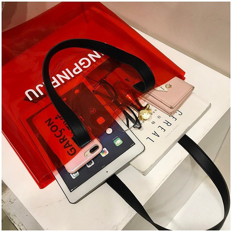 Summer Colorful pvc Portable Shopping Bag Shopping Soft pvc Women Bag Student Shoulder Bag Customized