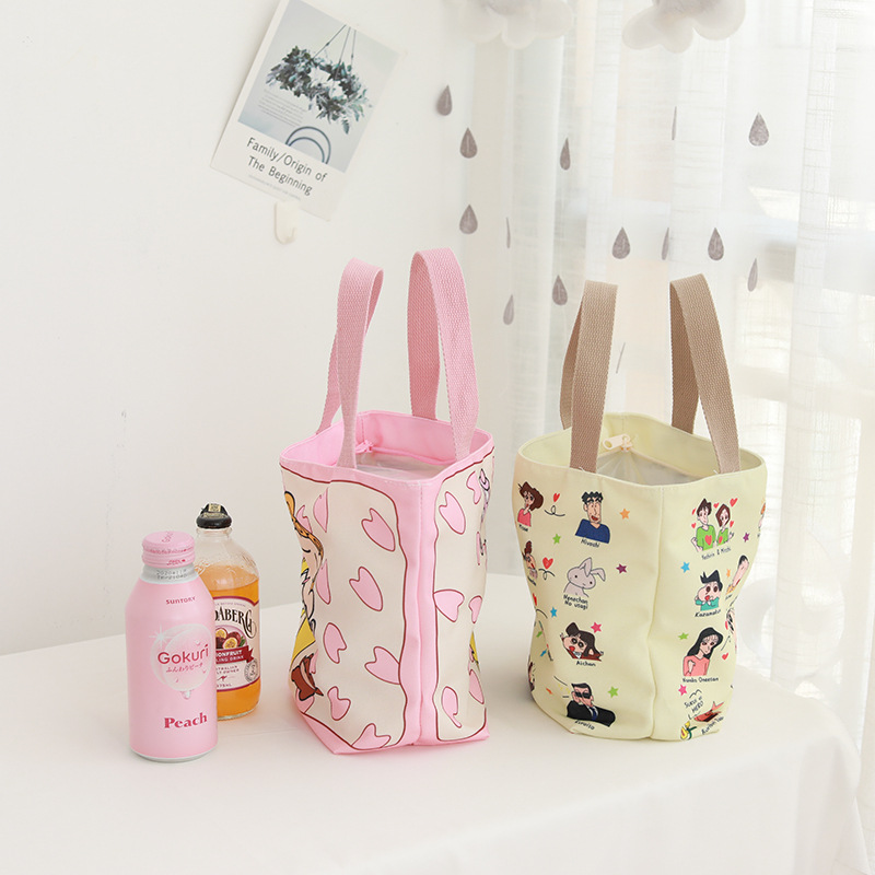 Joker small new cute cartoon canvas lunch bag student lunch bag zipper handbag bag